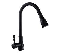 Tirez Le Robinet de l'évier de Cuisine de Cuisine avec pulvérisateur à poignée à poignée à poignée Chaude à Eau Froide Robinet, Robe de Cuisine Noire Rotatif retrattile en Laiton