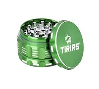TIRIRS 6,3 cm 4 pezzi Premium Herb Grinder - in alluminio grande macina spezie con cattura polline, viene fornito con raschietto per polline e spazzola per la pulizia, verde