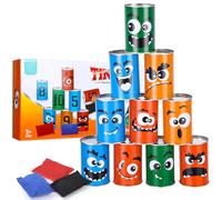 Tiro al Bersaglio Bambini, Gioco del Lancio di 10 Lattine e 3 Sacchi di Fagioli, Giochi da Giardino per Bambini, Giochi per Feste di Compleanno Bambini, Giochi da Esterno per Bambini