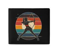 Tiro con l'arco ragazza arciere arco vintage tramonto Billfold portafoglio in pelle carino porta carte frizione per viaggi di lavoro, Stile:, Taglia unica