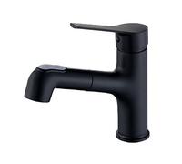 Tiro fuori da bagno rubinetto nero caldo e freddo in ottone a 2 modalità a foro singolo rubinetto per lavandino retrattile rubinetto a manico singolo rubinetto per lavandino vanità per il primo lavabo