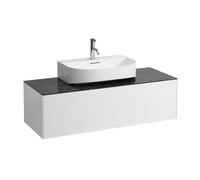 Tiroir Sonar courant, 1 tiroir, convient pour lavabo H816341, H816342, découpe au milieu pour lavabo, H4054510341431, H4054510341431, Colorazione: bianco opaco/nero marquina