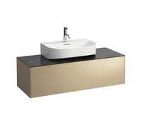 Tiroir Sonar courant, 1 tiroir, convient pour lavabo H816341, H816342, découpe au milieu pour lavabo, H4054510341401, H4054510341401, Colorazione: Oro/ Nero Marquina