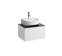 Tiroir sondeur, 1 tiroir, pour lave-mains H816341 monté en haut, découpe centrale, H4054310341431, H4054310341431, Colorazione: bianco opaco/nero marquina