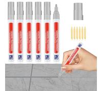 Tiryns 6 Pezzi Pennarello per Fughe Piastrelle Penna Stucco Sbianca per Ripristinare Pavimenti (Grigio Chiaro)