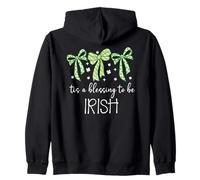 Tis a Blessing to be Irish Blessing St Patricks Coquette Bow Felpa con Cappuccio