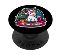 Tis The Season - Albero di Natale con unicorno, per ragazze PopSockets PopGrip Adesivo