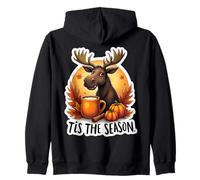 Tis The Season Alce Autunno Autunno Zucca Foglie Canada Cup Felpa con Cappuccio