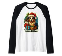 Tis The Season Australian Shepherd Albero di Natale Mamma papà Maglia con Maniche Raglan