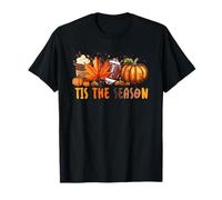 Tis The Season Autunno Autunno Calcio Zucca Foglie Maglietta
