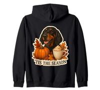 Tis The Season Black And Tan Coonhound Dog Autunno Carino Felpa con Cappuccio