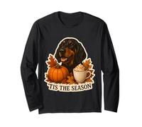 Tis The Season Black And Tan Coonhound Dog Autunno Carino Maglia a Manica