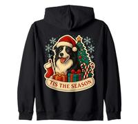 Tis The Season Border Collie Cane Natale Mamma papà Proprietario Divertimento Felpa con Cappuccio