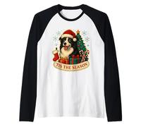 Tis The Season Border Collie Cane Natale Mamma papà Proprietario Divertimento Maglia con Maniche Raglan