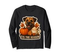Tis The Season Border Terrier Cane Autunno Autunno Zucca Spice Maglia a Manica