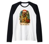 Tis The Season Border Terrier Cane Buon Natale Mamma papà Maglia con Maniche Raglan