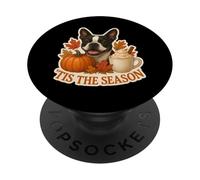 Tis The Season Boston Terrier Dog Autunno Autunno Zucca Spice PopSockets PopGrip Adesivo