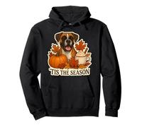 Tis The Season Boxer Cane Autunno Autunno Zucca Spice Latte Pup Felpa con Cappuccio