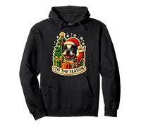 Tis The Season - Cane Boston Terrier Merry Christmas Mom Dad Felpa con Cappuccio