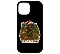 Tis The Season - Cane Coonhound nero e marrone chiaro Merry Christmas Custodia per iPhone 12 mini