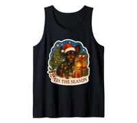 Tis The Season - Cane Giocattolo Russo con Scritta Merry Christmas (Lingua Italiana Non Garantita) Canotta