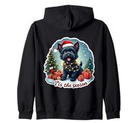 Tis The Season - Cane Terrier Russo Nero con Scritta Merry Christmas Fun Felpa con Cappuccio