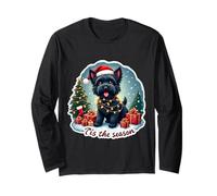 Tis The Season - Cane Terrier Russo Nero con Scritta Merry Christmas Fun Maglia a Manica