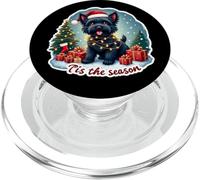 Tis The Season - Cane terrier russo nero con scritta Merry Christmas Fun PopSockets PopGrip per MagSafe