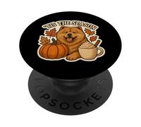 Tis The Season Chow Chow Dog Autunno Autunno Zucca Spice Latte PopSockets PopGrip Adesivo