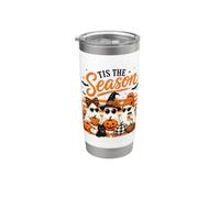 Tis the Season Cute Halloween Ghosts Pumpkin Fall Fun Bicchiere termico in acciaio inox doppia parete