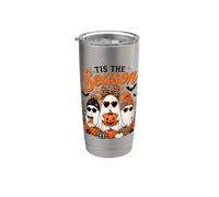 Tis the Season Cute Halloween Ghosts Pumpkin Fall Fun Bicchiere termico in acciaio inox doppia parete