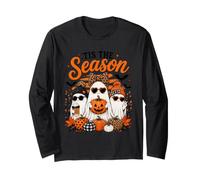 Tis The Season Cute Halloween Ghosts Pumpkin Fall Fun Maglia a Manica