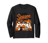 Tis The Season Cute Halloween Ghosts Pumpkin Fall Fun Maglia a Manica