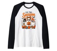 Tis The Season Cute Halloween Ghosts Pumpkin Fall Fun Maglia con Maniche Raglan