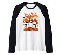 Tis The Season Cute Halloween Ghosts Pumpkin Fall Fun Maglia con Maniche Raglan