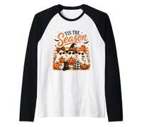 Tis The Season Cute Halloween Ghosts Pumpkin Fall Fun Maglia con Maniche Raglan