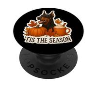 Tis The Season Doberman Pinscher Cane Autunno Autunno Zucca Cucciolo PopSockets PopGrip Adesivo