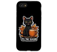 Tis The Season Gatto Nero Autunno Autunno Zucca Foglie Lady Mom Custodia per iPhone SE (2020) / 7/8