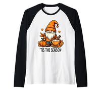 Tis The Season GNOME Autunno Autunno Zucca Vintage Cottagecore Maglia con Maniche Raglan