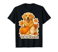 Tis The Season Golden Retriever Cane Autunno Autunno Zucca Carino Maglietta