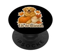 Tis The Season Golden Retriever Cane Autunno Autunno Zucca Carino PopSockets PopGrip Adesivo