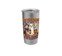 Tis The Season Halloween Llama Witch Ghost Llama Lovers Bicchiere termico in acciaio inox doppia parete