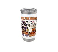 Tis The Season Halloween Penguin Witch Ghost Penguin Lovers Bicchiere termico in acciaio inox doppia parete