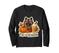 Tis The Season Keeshond Dog Fall Autumn Pumpkin Spice Latte Maglia a Manica