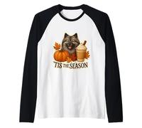 Tis The Season Keeshond Dog Fall Autumn Pumpkin Spice Latte Maglia con Maniche Raglan