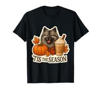Tis The Season Keeshond Dog Fall Autumn Pumpkin Spice Latte Maglietta