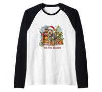 Tis The Season Lakeland Terrier Cane Buon Natale Mamma papà Maglia con Maniche Raglan