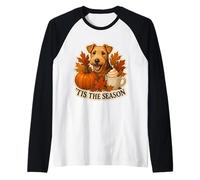 Tis The Season Lakeland Terrier Dog Autunno Autunno Ringraziamento Maglia con Maniche Raglan