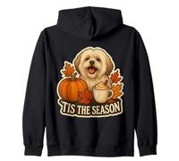 Tis The Season Lhasa Apso Cane Autunno Autunno Zucca Spice Carino Felpa con Cappuccio