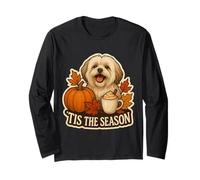 Tis The Season Lhasa Apso Cane Autunno Autunno Zucca Spice Carino Maglia a Manica